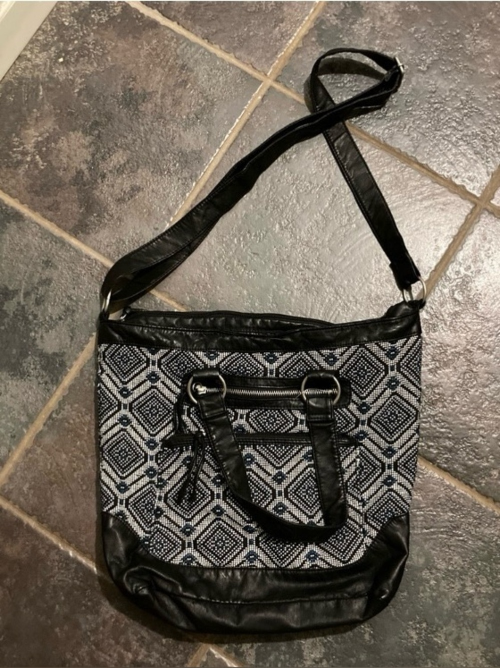 Maurice's Black and White Patterned
Women's Crossbody Adjustable Bag